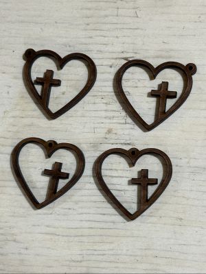 laser   heart cross earrings