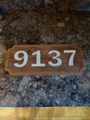 wood   house number sign  ours 